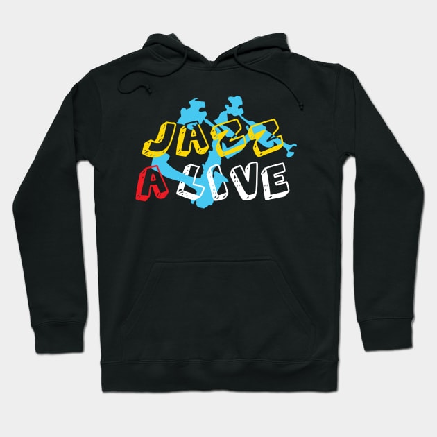 Fancy Jazz Musicians Trumpeter Saxophonist Hoodie by jazzworldquest